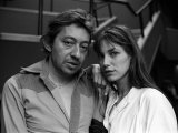 Serge Gainsbourg with Jane Birkin Pictured After the Show of Their Film Je T'Amie in London Photographic Print