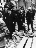 Winston Churchill Ww2 British Prime Minister Inspecting the Damage Done by a Robot Bomb 1944 Photographie