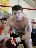 Boxer Ricky Hatton During Last Training Session Before Flying to America to Fight Louis Cullaza Fotografisk tryk