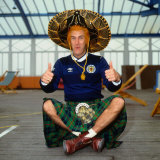 Russ Abbot Comedian May 1986 Wearing Scotland Football Top Sombrero Thumbs Up Photographic Print