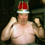 Bernard Manning Wearing Crown Fists Clenched January 1986 Photographie