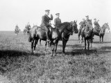 Winston Churchill and General Sir John French Watching the Manoeuvers on Salisbury Plain. 1913 Photographie