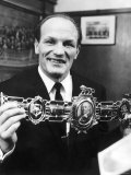 Boxer Henry Cooper with His 3rd Lonsdale Belt Fotografisk tryk