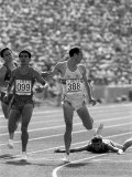 teve Ovett Jumps over Fallen Runner During the 1500M Race, Los Angeles Olympics 1984 Photographic Print
