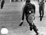 Brazil and Santos Football Star Pele Walks Along Tarmac Arriving at Ringway from London Airport Lámina fotográfica
