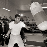 Cassius Clay August 1966 in Training Punch Bag, Boxing 1960s Photographic Print