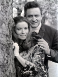 Country Singer Johnny Cash in Britain with Wife June Carter Fotografie-Druck