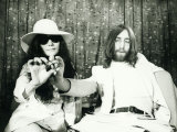 John Lennon and Yoko Ono at London Airport Presenting Acorns to Plant For Peace Photographic Print