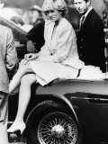 Princess Diana Sitting on Prince Charles Aston Martin Car at Smiths Lawn Windsor Photographic Print