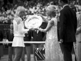 Martina Navratilova Receives Shield After Beating Chris Evert in the Wimbledon Womens Singles Final Photographic Print