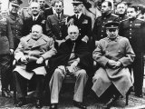 Winston Churchill PM with Franklin Roosevelt and Joseph Stalin at the Yalta Conference Fotografie-Druck