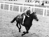 Princess Margaret Riding a Horse at Ascot Before Spectators Arrive For Meeting Photographic Print