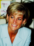 Princess Diana at Brompton Hospital Wearing Pale Blue Versace Suit Photographie
