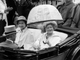 Queen Mother Riding Down the Course with the Queen in an Open Top Carriage in the Ascot Procession Photographic Print