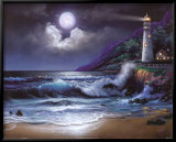 Phare dans la nuit Poster par Steve Sundram