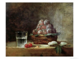 Basket of Plums Lámina giclée por Jean-Baptiste Simeon Chardin