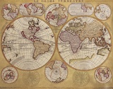 Antique Map, Globe Terrestre, 1690 Poster von Vincenzo Coronelli