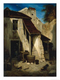 Farmhouse Courtyard in Fontainebleu Giclee Print by Alexandre Gabriel Decamps