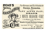 Read's 3 Minute Head-Ache and Neuralgia Cure Pósters Read's 3 Minute Head-Ache and Neuralgia Cure Pósters
