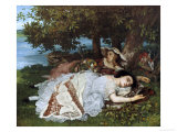 Ladies on a River Bank reproduction procédé giclée par Gustave Courbet