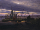 Ships in the Harbour reproduction procédé giclée par Caspar David Friedrich