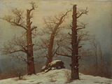 Megalithic Grave in the Snow Reproduction procédé giclée par Caspar David Friedrich