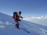 An Expedition Skier Descends Wind Blown Snow on Nemtinov Peak Photographic Print by Gordon Wiltsie