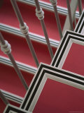 Pink Stairs with Black and White Trim at a Hotel in Nice Fotografisk tryk af David Evans