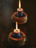 Two Candles in Rustic Candlesticks Photographic Print by Vlad Kharitonov