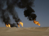 Burning of Excess Gas in the Libyan Desert, Resulting in Pollution, Photographic Print