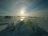 Sun Sets over a Field of Ice in Canada Lámina fotográfica por Norbert Rosing