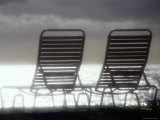 Deck Chairs with Ocean in Background Photographic Print by Linda Ching