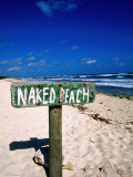 Naked Beach Sign Photographie par Bill Bachmann