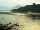 Mekong River with Steps Leading Down from Wat Pha Baht Tai Photographic Print by Nicholas Reuss