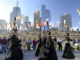 Orchestra Ulik and Le Snob Gliding Along River Bank, Melbourne City Festival at Birrarung Marr Photographic Print by Mark Avellino