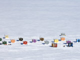 Overhead of Ice Fishing Huts Photographic Print by Guylain Doyle