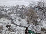 Winter Snows Begin to Fall on Village, Transylvania Photographic Print by Gavin Quirke