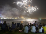 Australia Day Fireworks over Swan River with Perth City in Background Photographic Print by Orien Harvey