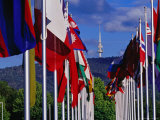International Flag Display at Commonwealth Place and Telstra Tower on Black Mountain Photographie par Richard I'Anson