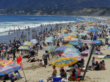 Crowd on Santa Monica Beach Photographic Print by David Peevers