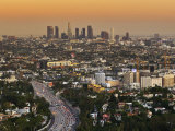 Los Angeles Downtown as Seen from Hollywood Bowl Overlook, at Dusk Photographic Print by Witold Skrypczak