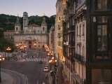 Streetlights, Church and Streetscape at Sunset Near Plaza Santiago Photographic Print by Dominic Bonuccelli