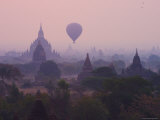 Hot Air Balloons Floating Above the Temples Photographic Print by David Greedy