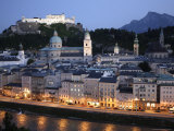 Overhead of Altstadt, with Salzach River and Hohensalzburg Fortress Photographic Print by Manfred Gottschalk