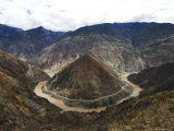 Half Moon Bend on the River Yangtze Fotografisk tryk af Michael Gebicki
