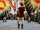 Italian Men Wearing Renaissance Dress with Banner During Gold Trail Festival Photographie par Richard Nebesky
