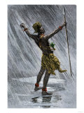 African Native Shaman Invoking Rain in the Valley of the Congo, 1800s Giclee Print