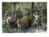Judges, Lawyers, and Clients on their Way to Court on the Frontier, Late 1700s or Early 1800s Giclee Print