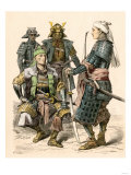 Japanese Samurai Warriors in Full Armor reproduction procédé giclée