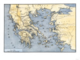Carte de la Grèce antique et ses colonies reproduction procédé giclée